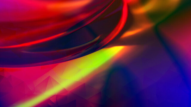 Abstract Vibrant Glowing Red Yellow and Blue Gradient Background with Smooth Waves Geometric Low Poly Texture and Dynamic Ligh