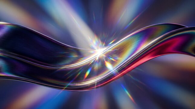 Abstract Light Beam Hitting Metallic Wave in Dynamic Motion