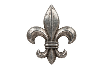 Vintage metal fleur de lis emblem isolated on white background © Justin