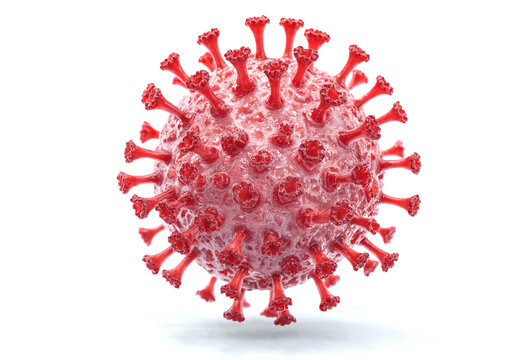 Detailed illustration of coronavirus particle with spike proteins in three dimensional view