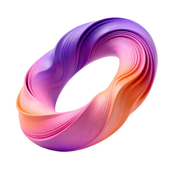 [Transparent Background PNG]Abstract Twisted Mobius Strip with Gradient Color Layers