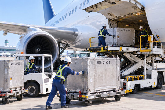 空港・航空貨物の積み込み作業