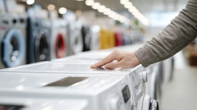 Exploring modern washing machines in an appliance store