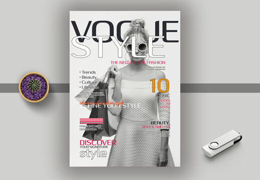 Magazine Cover Design Template for Editorial