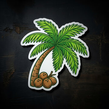 Tropical coconut palm tree sticker