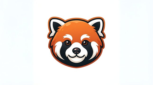 Stylized red panda head illustration isolated on white background