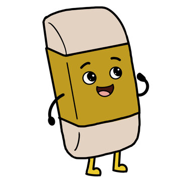 Funny rubber eraser mascot vector illustration for kids.
