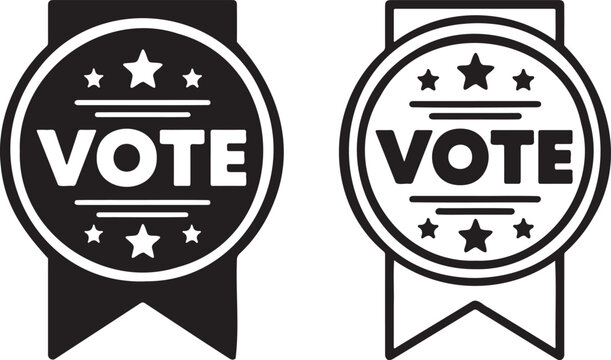 Vote election badge set with stars and check marks for democracy and civic voting