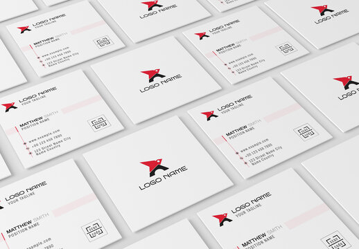 Square Minimal Business Card Template with Modern Corporate Style