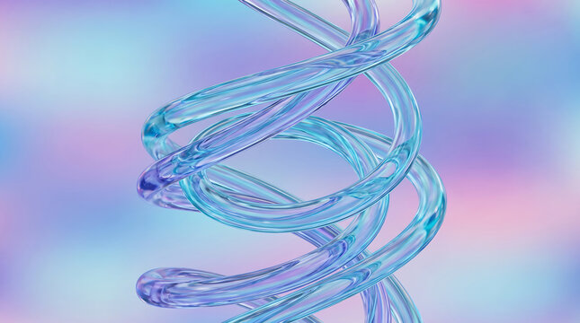 Abstract 3D spiral shape with blue liquid effect