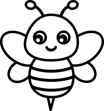 Cute bee line art illustration