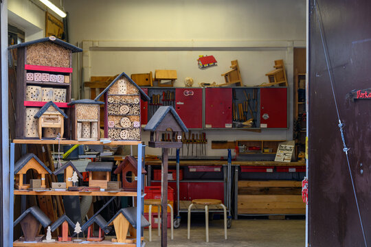 Hobby Shop with Wooden shown clearly in the frame in an outdoor setting, in a clean visual environment, under daylight, with a natural mood, suitable for marketing, editorial.