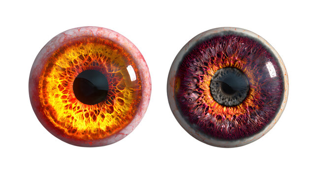 Human eyes with fiery iris and red veins
