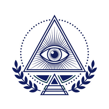 Mystical Eye Inside Triangular Symbol Design.