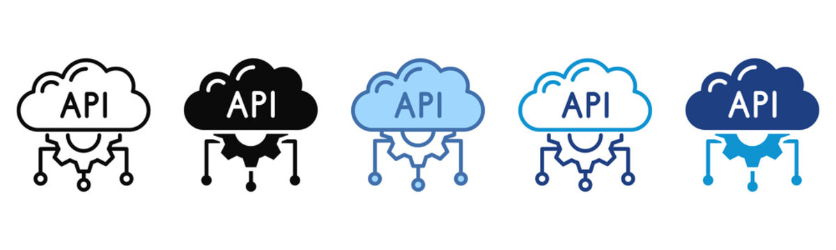 Api icon set multiple style collection