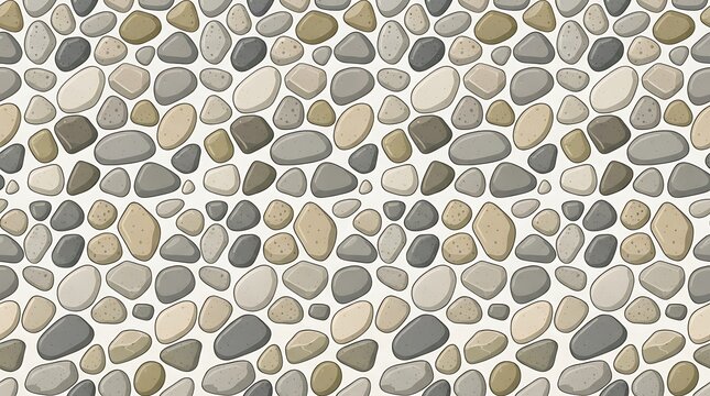 Seamless vector pattern with hand drawn stones and pebbles background.