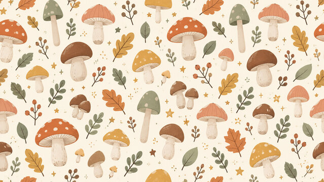 seamless pattern with mushrooms 