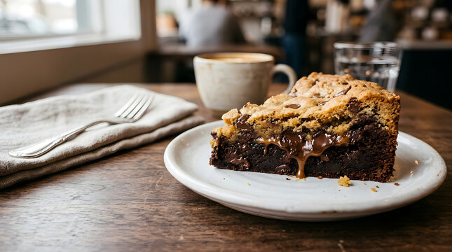 Gooey Caramel Chocolate Brookie Pie Slice
