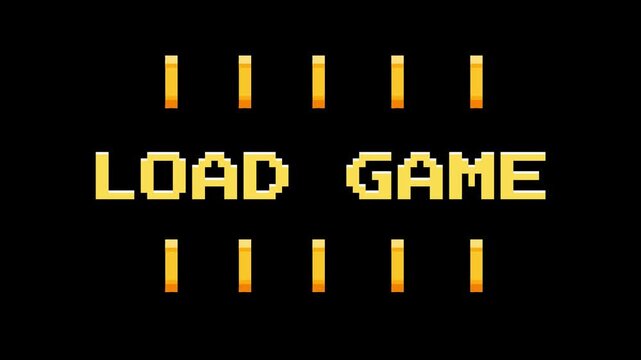Retro pixelated 'LOAD GAME' text with Golden Coins, evoking classic video game interfaces and digital nostalgia for gamers