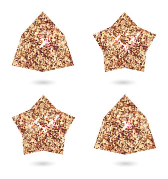 Golden Glitter Star Shapes for Party Decorations transparent background