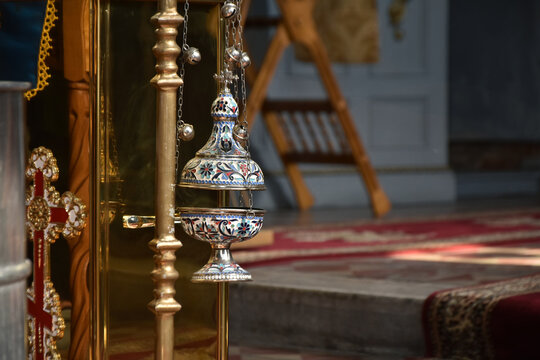 An Eastern Orthodox Ecclesiastical Censer in a church