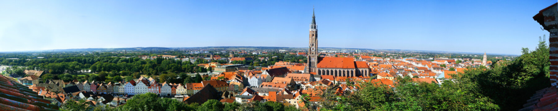 Stadt Landshut, Stadtbild von oben, Regierungssitz Niederbayern, Deutschland, Panorama 