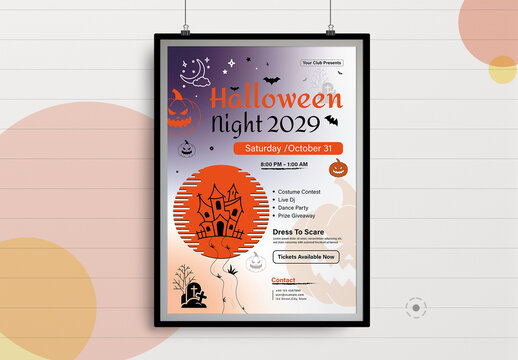 Halloween Party Flyer Layout Design