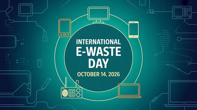 International e-waste day design with electronic gadgets