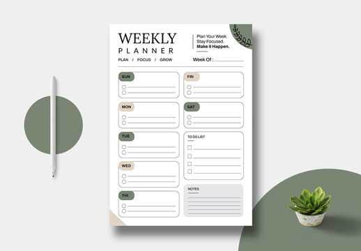 Weekly Planner Template Layout