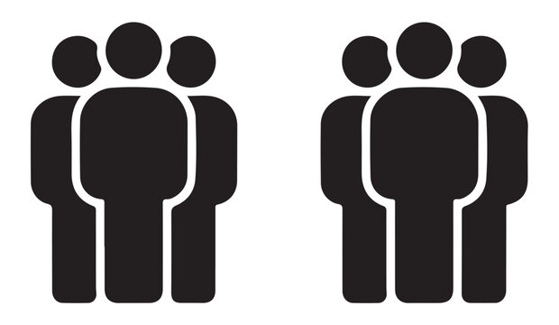 User group icons set of simple black silhouettes for team or people identity design.
