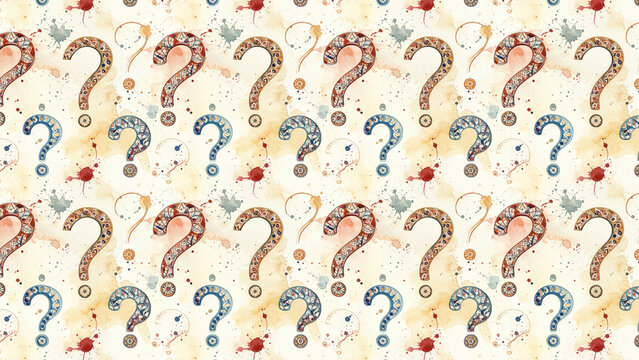 Abstract question marks in beige and white