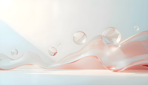 Abstract Healthcare Wellness Background with Translucent Organic 3D Shapes