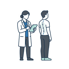 Fototapeta premium Female doctor examining male patient spine for medical diagnosis and chiropractic care