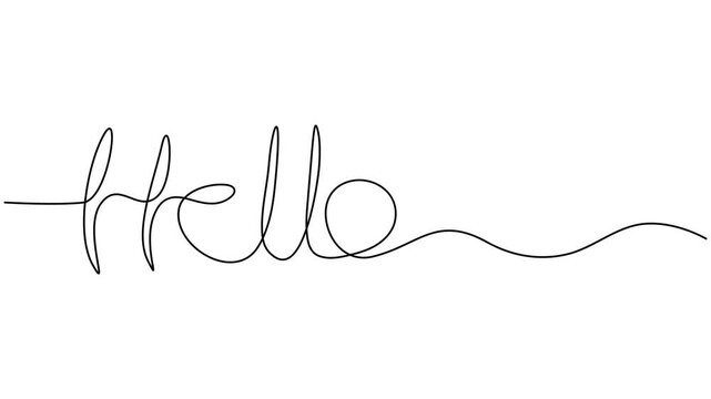 HELLO handwritten inscription. Hand drawn lettering. Animated calligraphy. Minimalist hello concept. Animation video, Self animated one continuous line drawing HELLO handwritten inscription. Hand draw