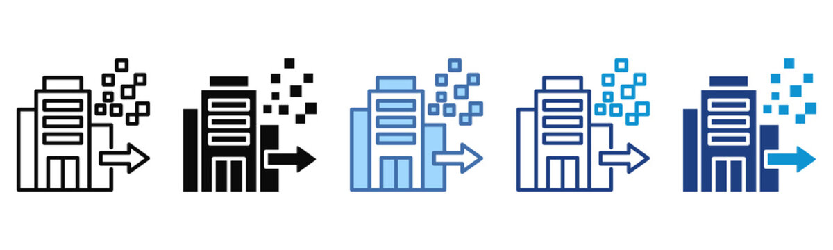 Business Digitization icon set multiple style collection