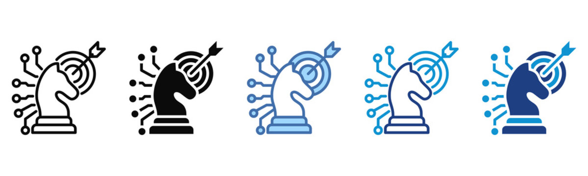 Digital Strategy icon set multiple style collection