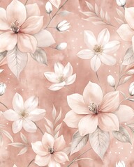 Fototapeta premium Delicate pastel floral pattern with soft watercolor texture and subtle sparkling details