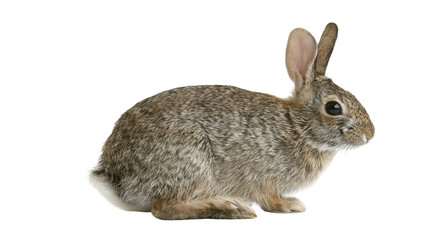 Small brown wild cottontail rabbit sitting in profile view © Anouk