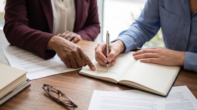 Business planning notes at office table