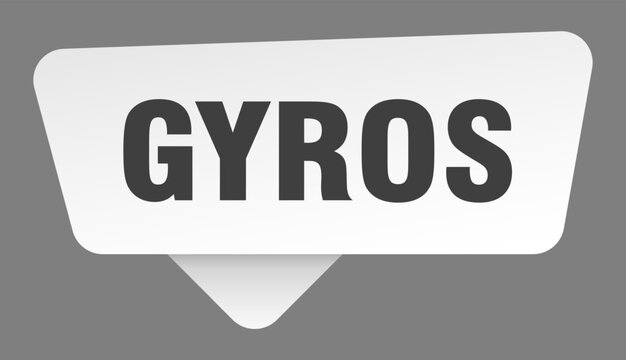 gyros sign. gyros white sticker isolated on gray background