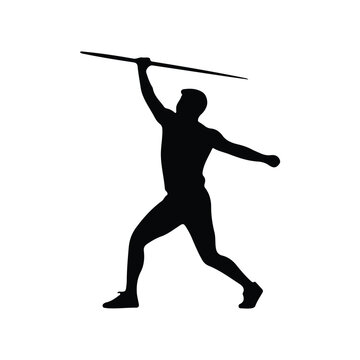 A simple black Javelin Thrower silhouette vector a white background