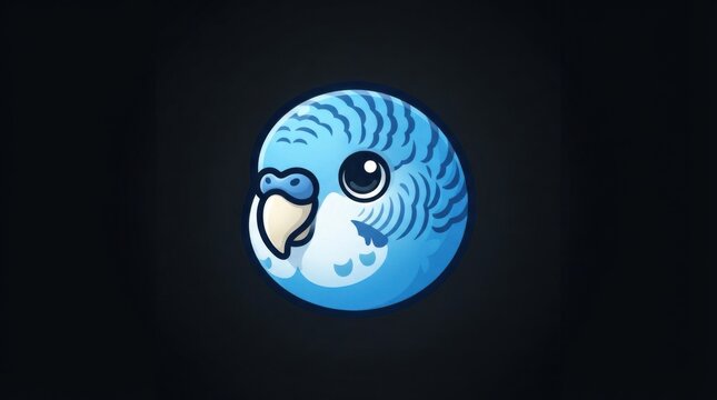 Cute blue budgie bird face icon illustration