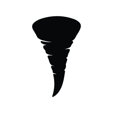 A simple black Tornado Funnel silhouette vector a white background