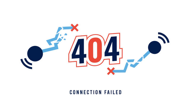 404 error page concept with connection failed text and broken line graphics.