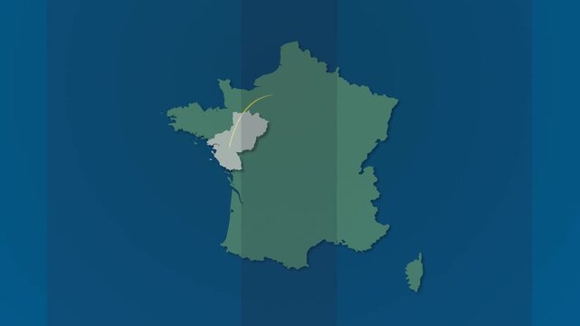 France Connectivity Map with Glowing Signals Connecting Highlighted regions