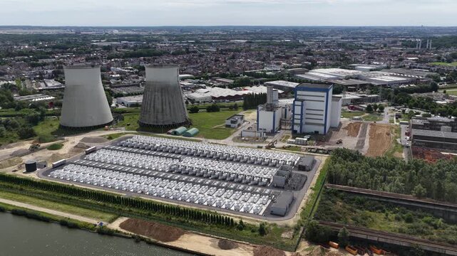 Aerial View of Battery Park Vilvoorde Battery Energy Storage Facility in Belgium
