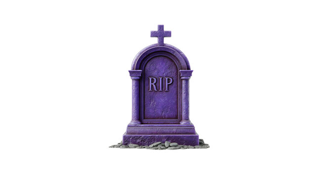 Purple tombstone with rip inscription for cemeteries