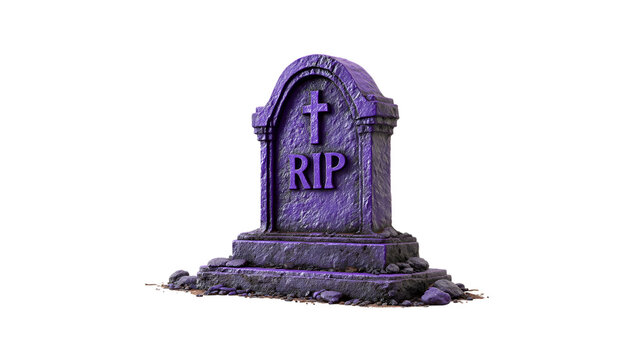 Purple tombstone with rip inscription for cemeteries