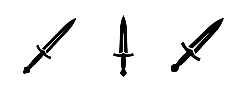 Medieval sword and blade weapon icons