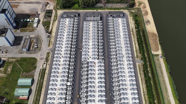 Aerial View of Battery Park Vilvoorde Battery Energy Storage Facility in Belgium